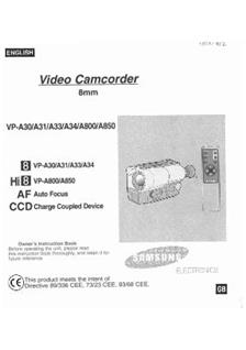 Samsung VP A 800 manual. Camera Instructions.